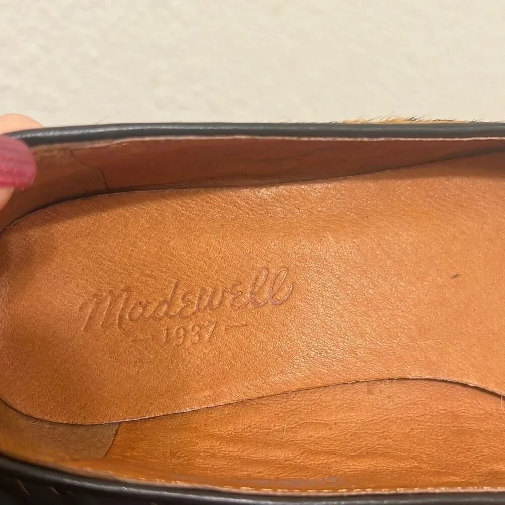 ✨Madewell THE MINI WEDGE IN CALF HAIR Sz 6.5 FLATS✨